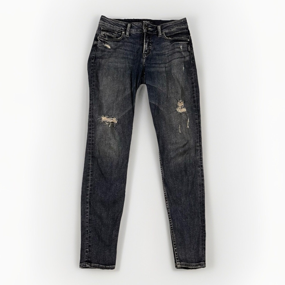 Silver Jeans Co Suki Super Skinny Jeans Mid Rise Stretch Distressed Size 26x29